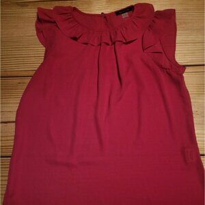 Tommy Hilfiger Pink Sleeveless Blouse Womens Size Small Ruffle Spring Summer